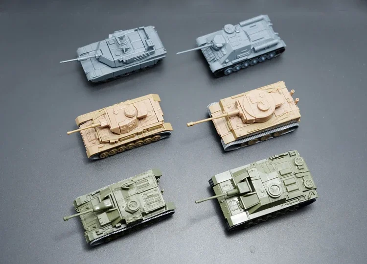 6PCS/Set 1:100 4D Assembled Plastic Tiger Tanks World War II Germany US The Soviet Union Tank Scale Blocks Model Toy