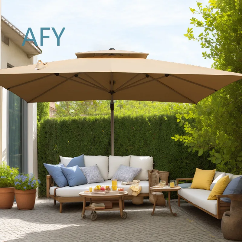 Outdoor Sun Shade Umbrella for Courtyard Garden Patio Villa Terrace Roman Style Aluminum Alloy UV Protection Canopy for
