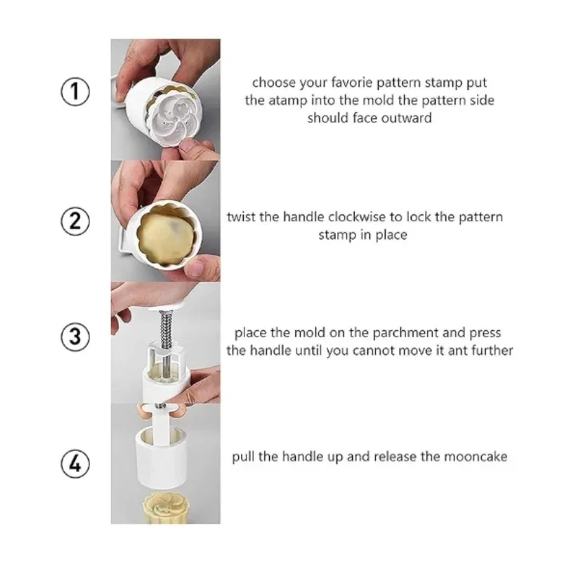 Mooncake Mold DIY Decoration Mooncake Press Molds Mid-Autumn Festival Hand-Pressure Flower Moon Cake Mold Festival DIY Tools