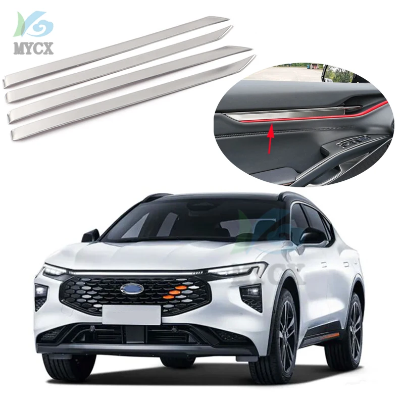 For Ford EVOS 2021 2022 Car Interior Door Handle Handrail Panel Cover Stainless steel Trim Strip Decoration accessorie