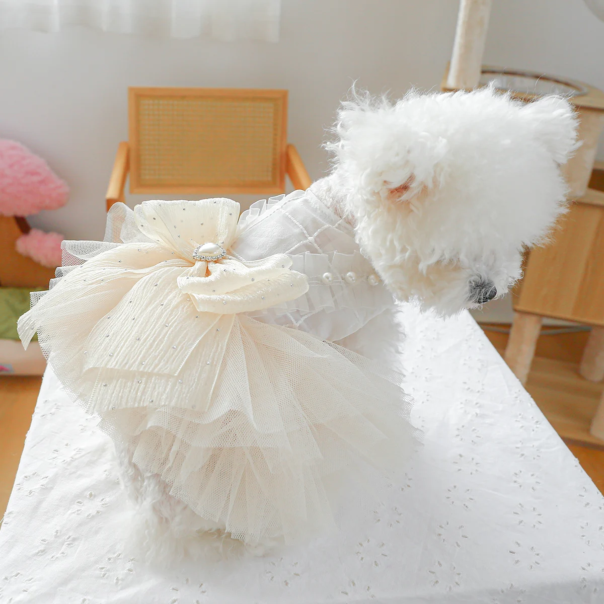 1PC Pet Clothing Dog Summer Cat Sisi Princess White Wedding Dress Princess Dress Suitable for Small and Medium sized Dogs