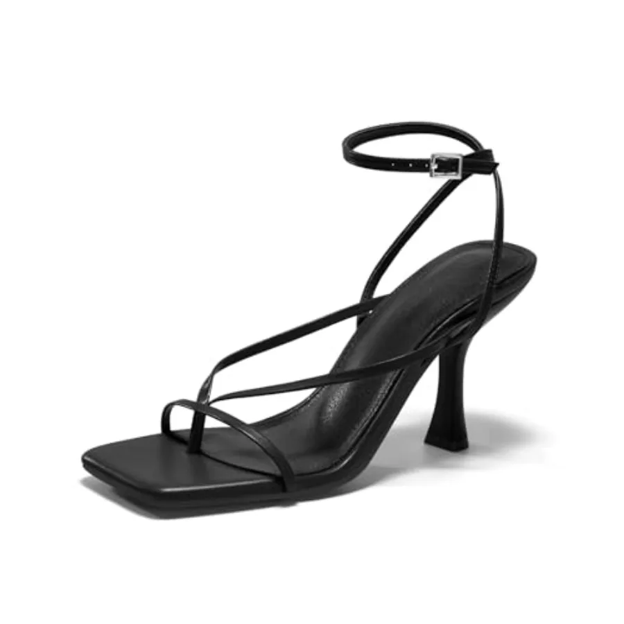 

Coutgo Womens Strappy Kitten Heels Sandals Square Open Toe Flip Flops Summer Dress Shoes