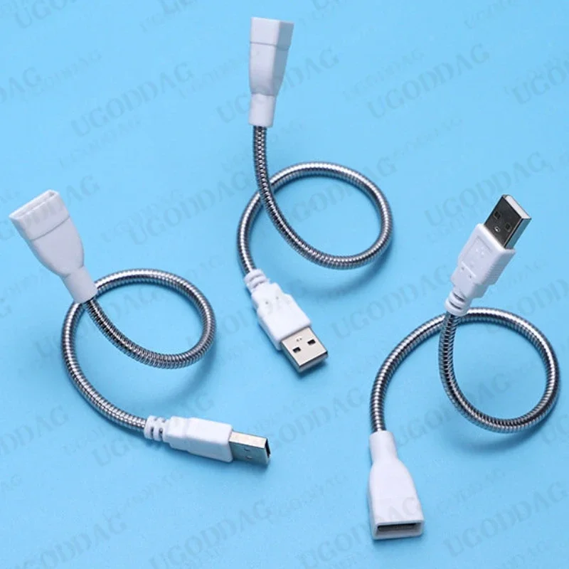 30cm Desk Lamp USB Power Cable Male to Female Extension Cord Flexible Metal Hose USB Desk Light for USB Light Lamp Bulb