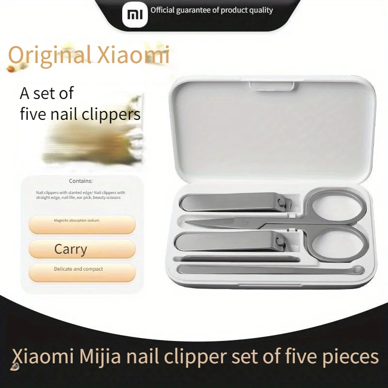 

5 in 1 Xiaomi Mijia 420 Stainless Steel Nail Clippers Pedicure Care Trimmer Portable File with Anti-splash Storage Shell