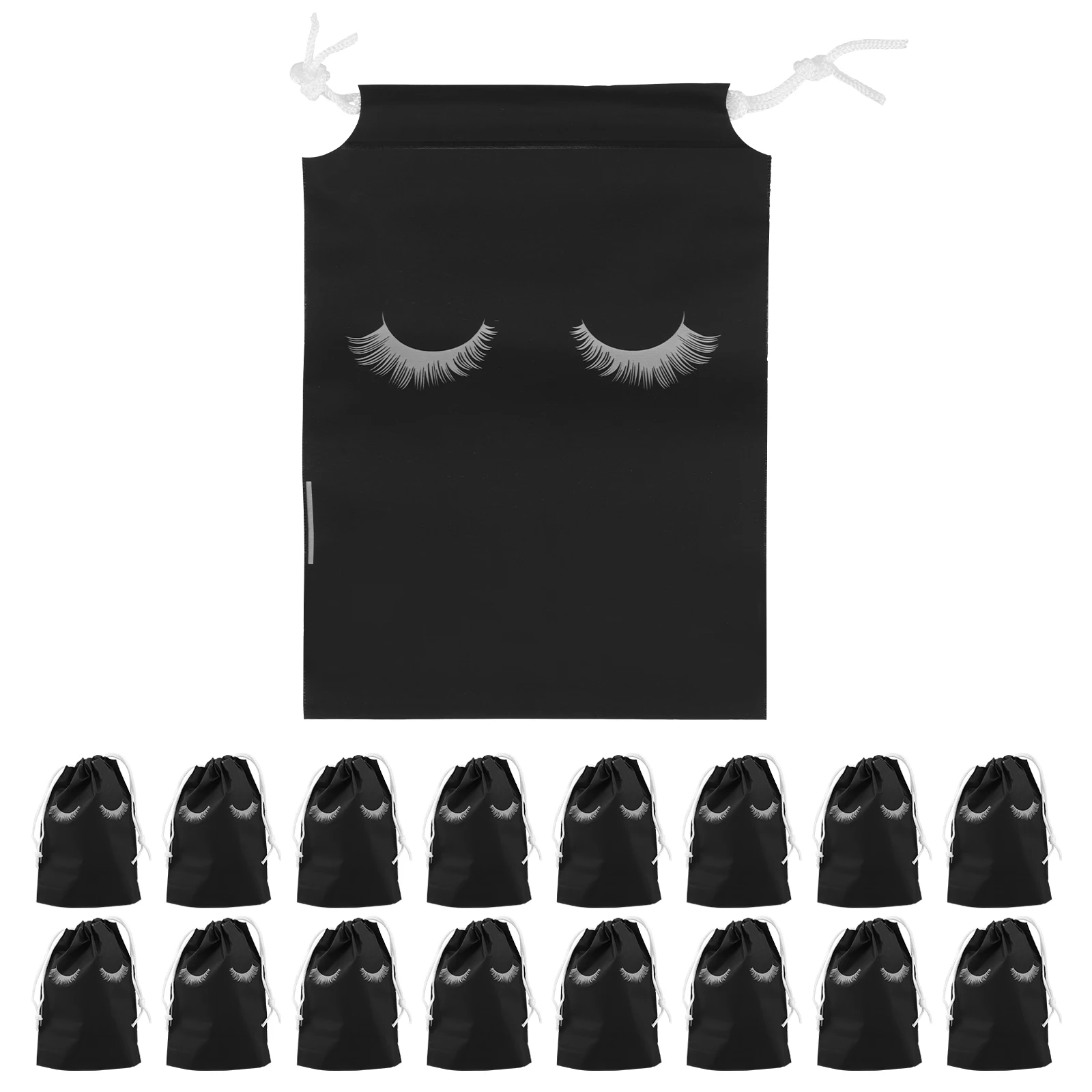 

50pcs Storage Bags Aftercare Drawstring Pouches Black Makeup Travel Beauty Supplies Lash Case Small Decor