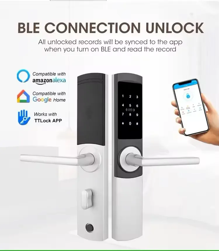 YyhcYyhcTTlock APP Smart Hotel Door Lock IP66 Waterproof Digital Bluetooth/WiFi Remote Control Android Operation System Bar Home