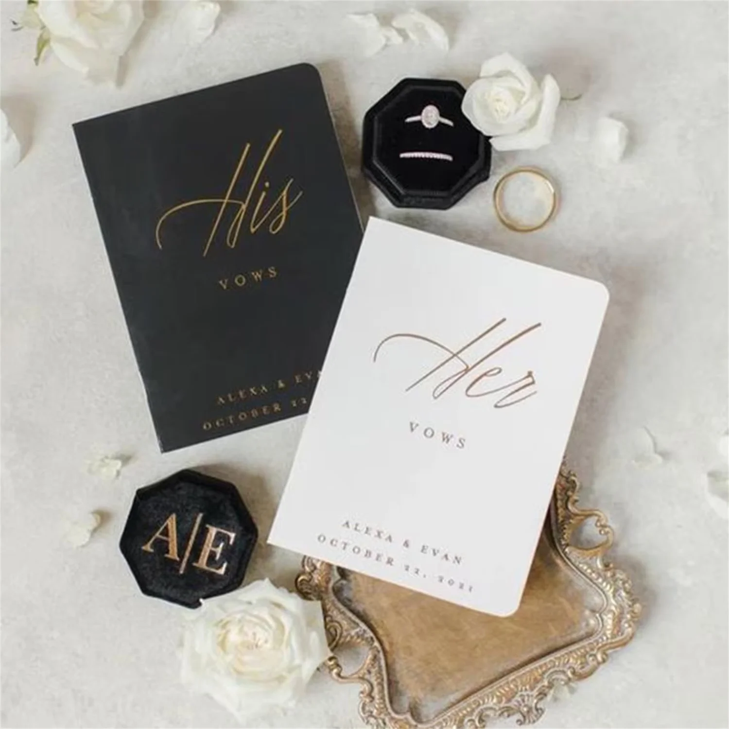 Sage & Emerald His & Her Vow Books Set Personalized Wedding Keepsake with Color Options