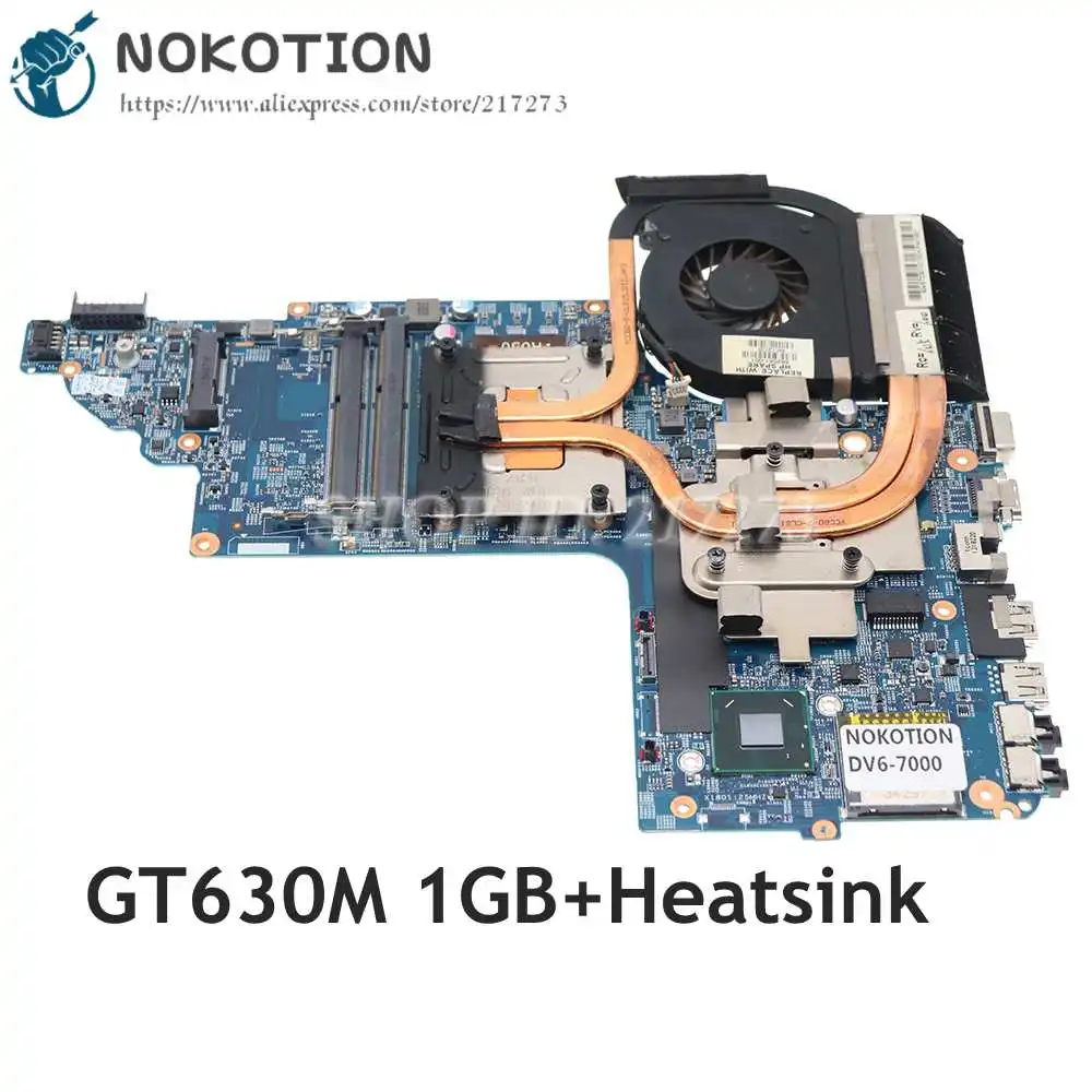 NOKOTION Laptop Motherboard For HP Pavilion DV6 DV6-7000 682168-001 682170-001 MAIN BOARD HM77 DDR3 GT630M+Heatsink