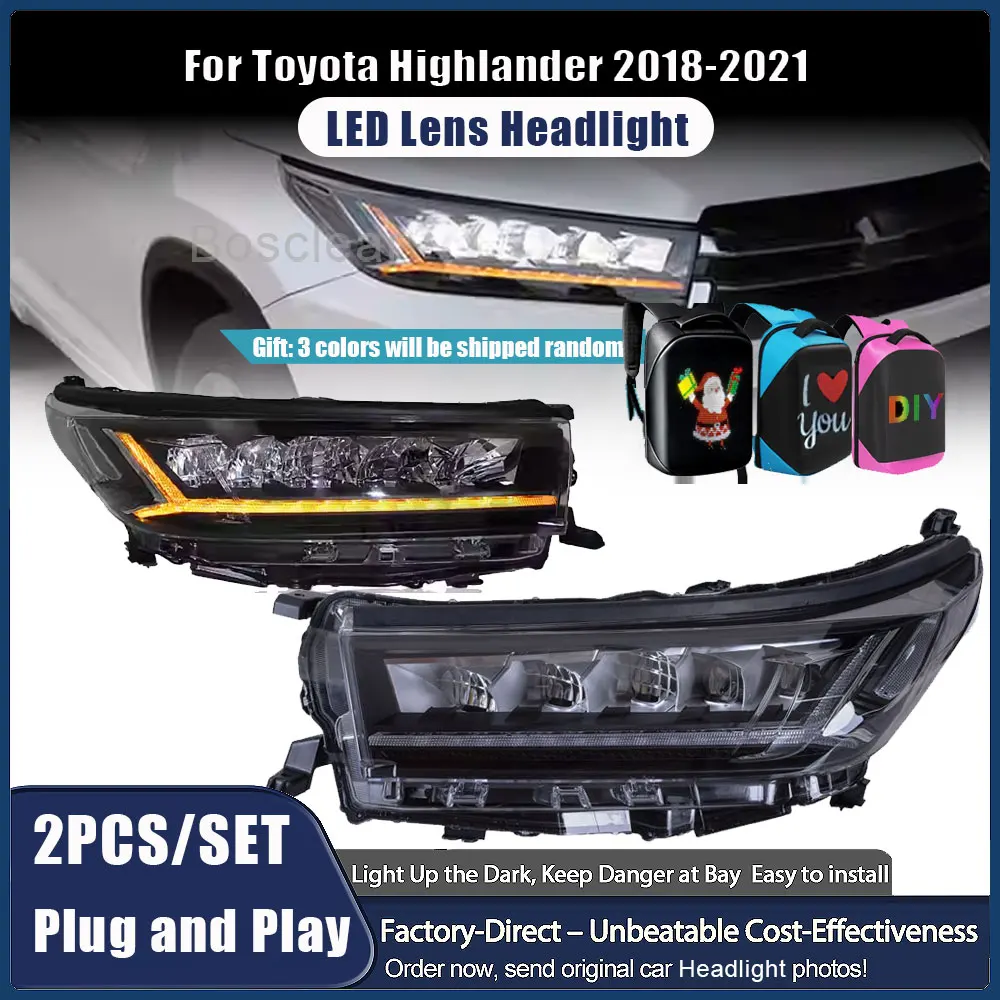 

Headlight Assembly for Toyota Highlander 2018-2021 LED Head Lamp Daytime Running Lights Dynamic Turn Signal Car Auto Accessories