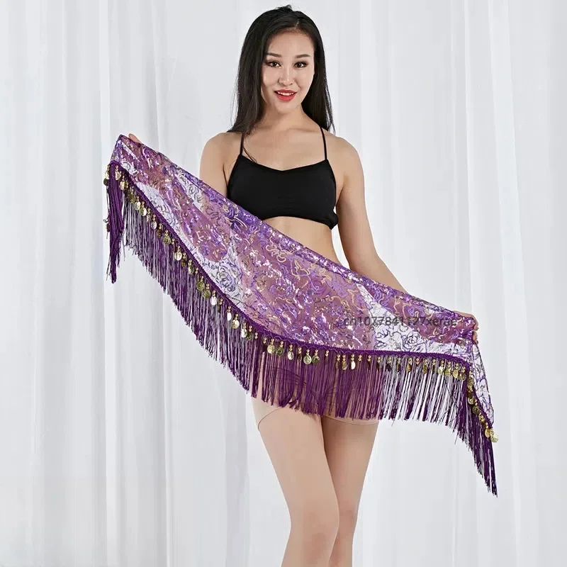 Bauchketten-Tailleketten mit Quasten, Pailletten und goldenen Münzen für Damen, Hüfttuch, orientalisches Tanzkostüm für Aufführungen und Übungen, Tanzaccessoires. – Detail 11