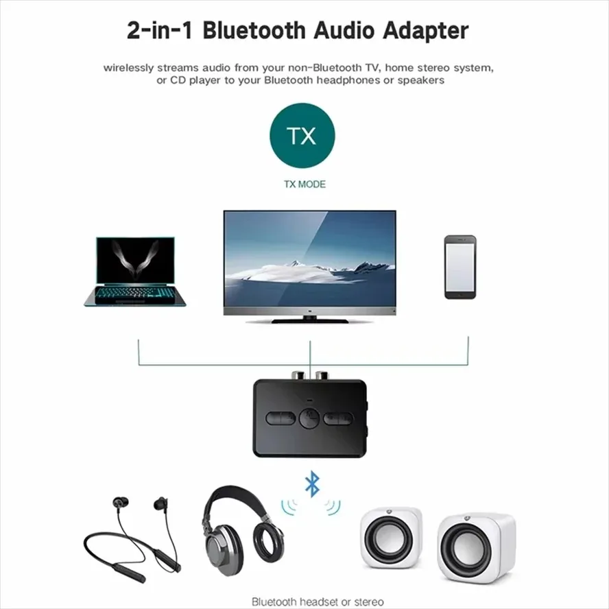 بلوتوث 5.0 استقبال الصوت الارسال RCA 3.5 مللي متر AUX جاك الموسيقى ستيريو 400mah محول لاسلكي يدوي دعوة لسيارة PC TV #3