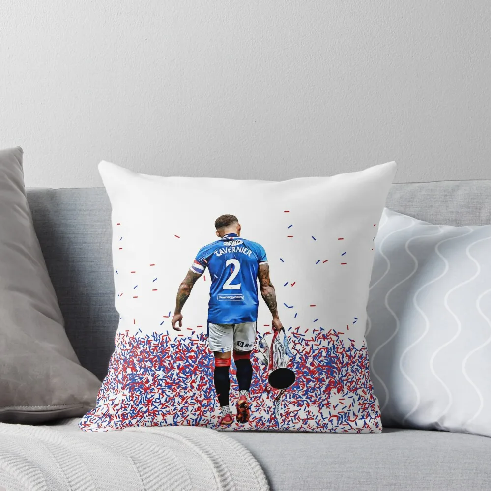 Rangers FC Captain James Tavernier with the 55th League Title Trophy Throw Pillow home decor items Sofa Cushions Covers pillow