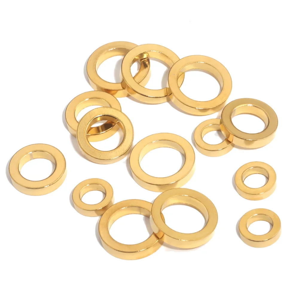 10pcs/lot Stainless Steel PVD Plated 18K Gold Round Big Hole Bead Loose Spacer Circles Beads for DIY Jewelry Making Wholesale