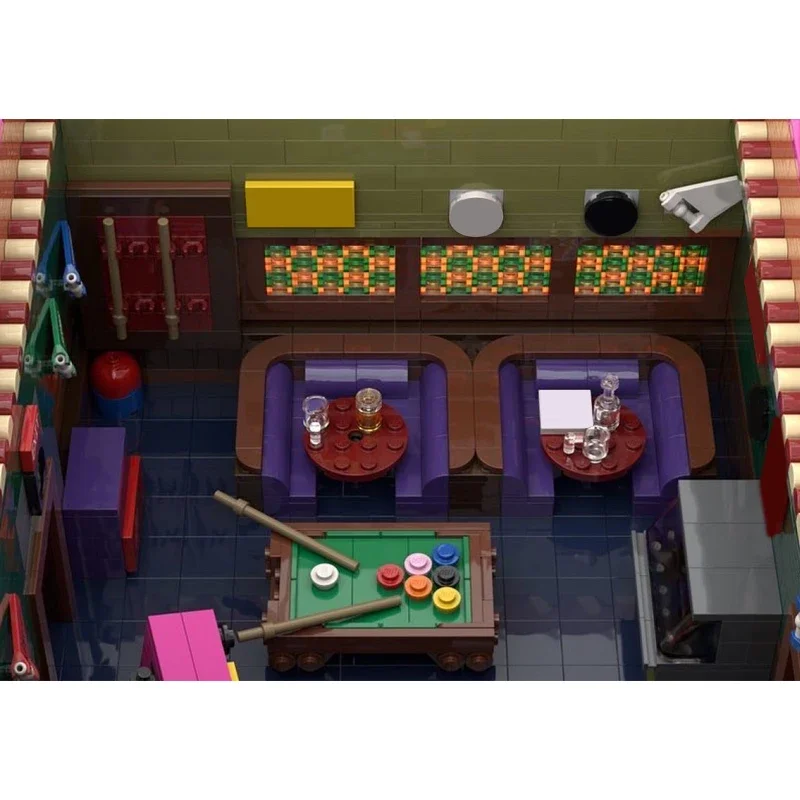 classic cartoon scene diorama bricks tavern bar blocks house town haus moc fans building gift kid movie toy product decor set