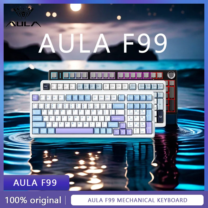 

Aula F99 keyboard Gasket structure Customized mechanical keyboard Full key hot swappable Bluetooth Wireless Office esports game