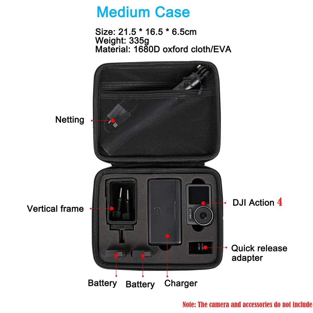 Carrying Case for DJI Action 4 5 Pro Camera Bag Hard Shell w Shoulder Strap EVA Shoulder Bag DJI Action 4 Accessory Storage Case