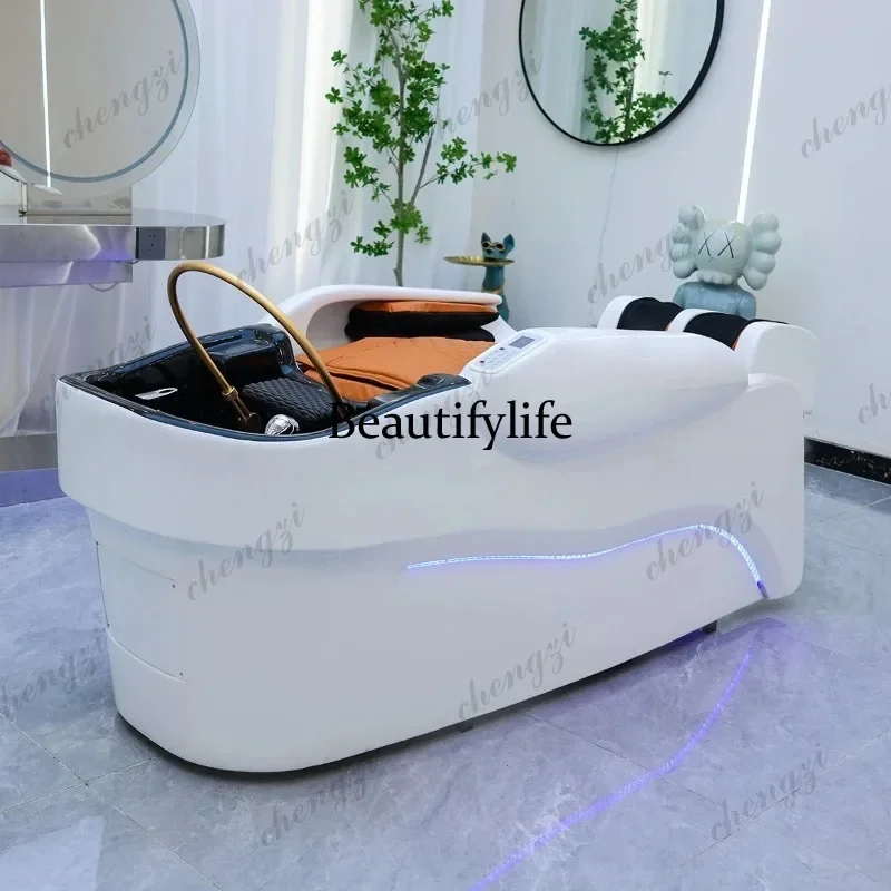 K153   Sink Hair Shampoo Chair Shower Ear Picking Lounge Comfort Shampoo Chair Beauty PU Leather Furniture Letto