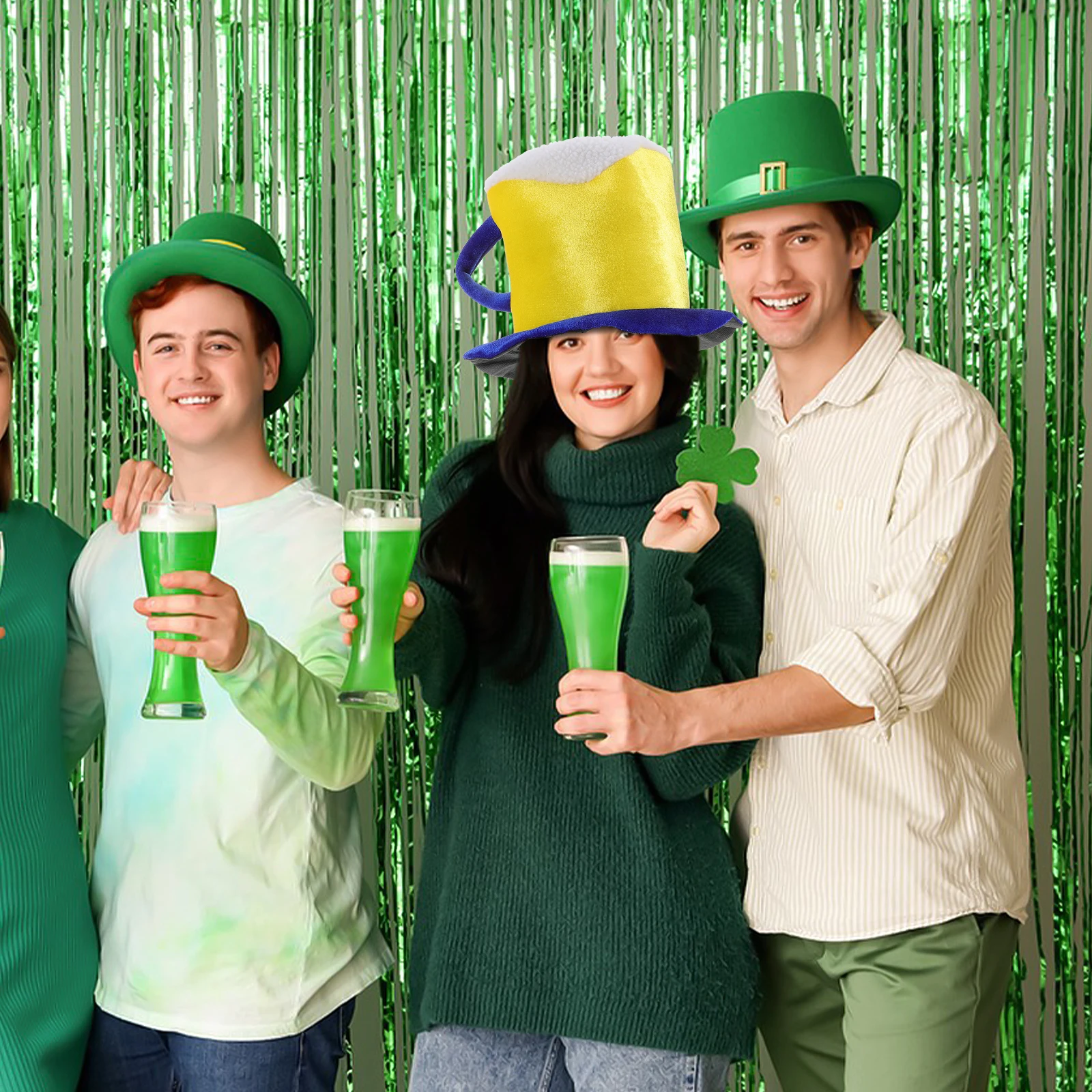 

Irish Day Party Hat Cosplay Photo Booth Has Setting Props Beer Mug Hats Cloth Drinking