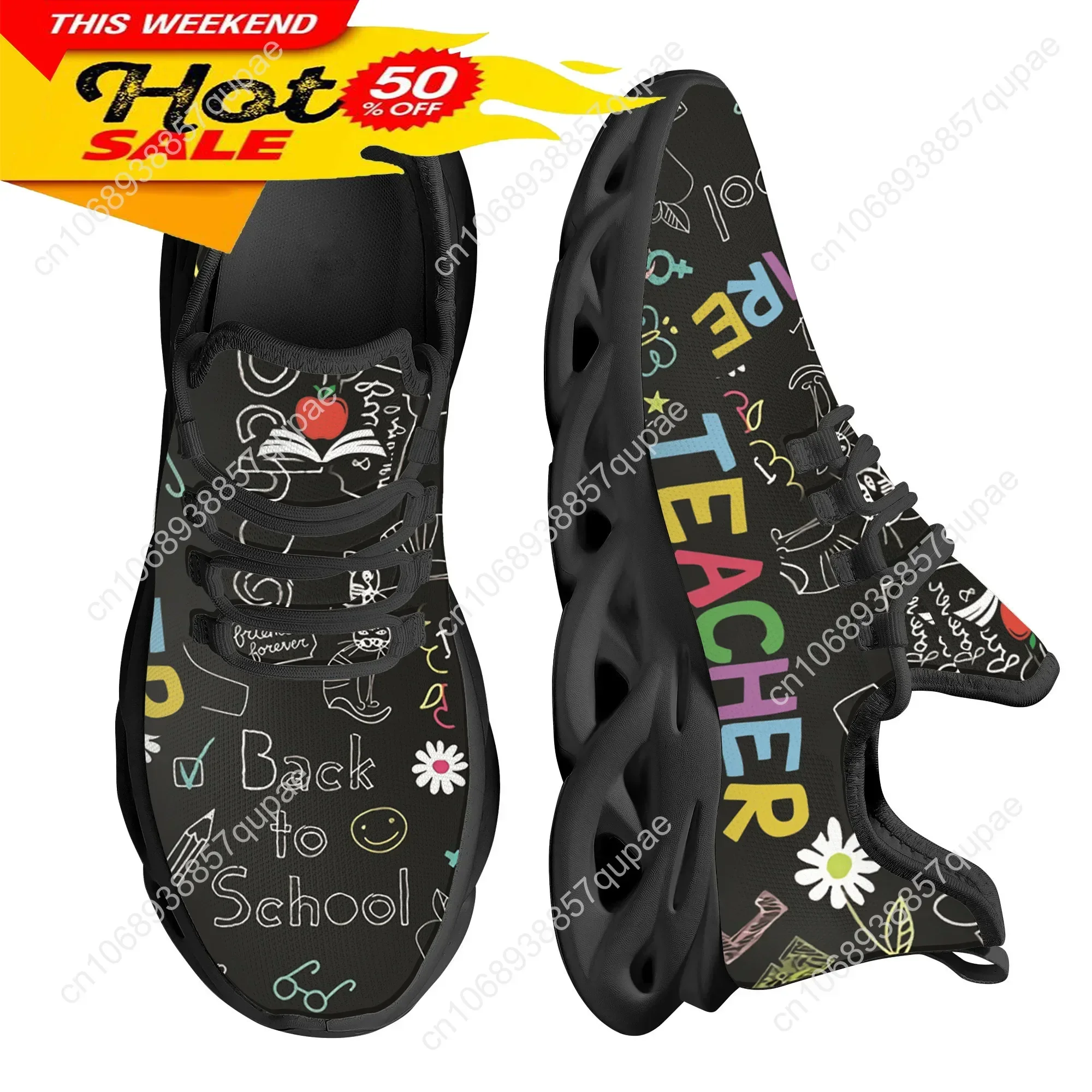 Teacher Profession Pattern Flats Sneakers Shoes Mens Womens Sports Shoes Fashion High Quality DIY Sneaker Custom Made Shoe 2