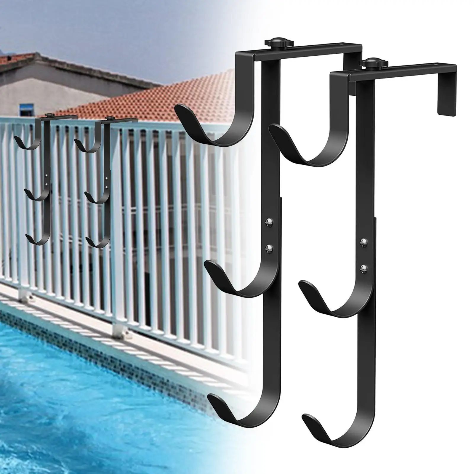 

2x Pool Pole Hooks Hanging for Garden Tool Pole Brush Pool Accessories