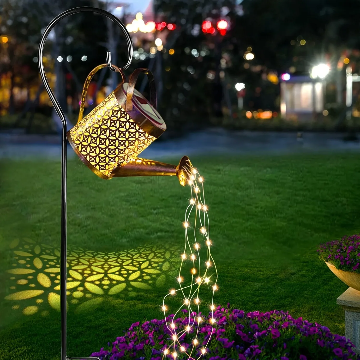 1 PC Warm White Outdoor Decorative Solar Garden Lights Solar Watering Can with Lights Solar Lanterns Hanging Garden Lights