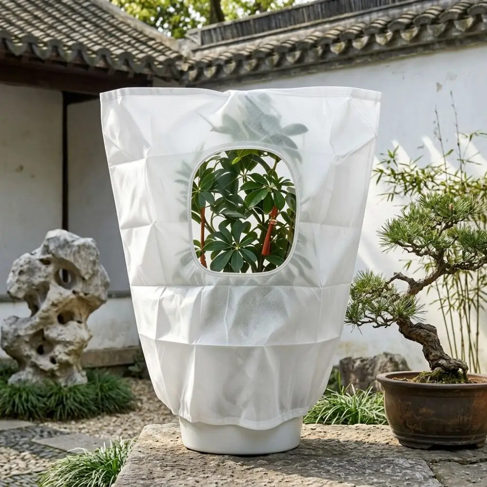 Transparent Window Plant Frost Protection Cover Cold Resistant With Drawstring Potted Plant Protection Bag With Zipper