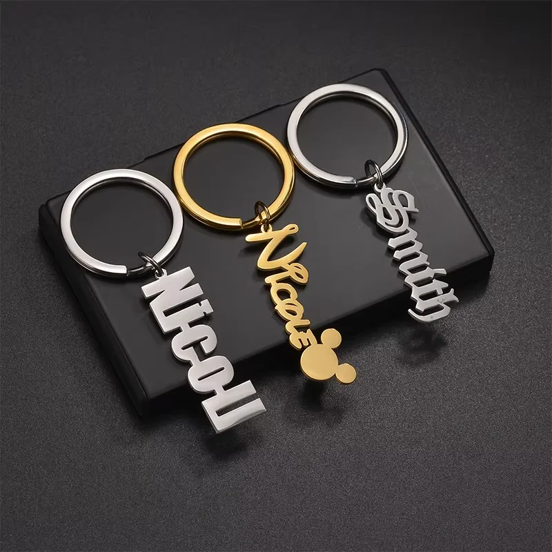 

Custom Name Keychain For Men Women Vertical Nameplate Pendant Personalized Keyring Stainless Steel Jewelry Gifts Christmas