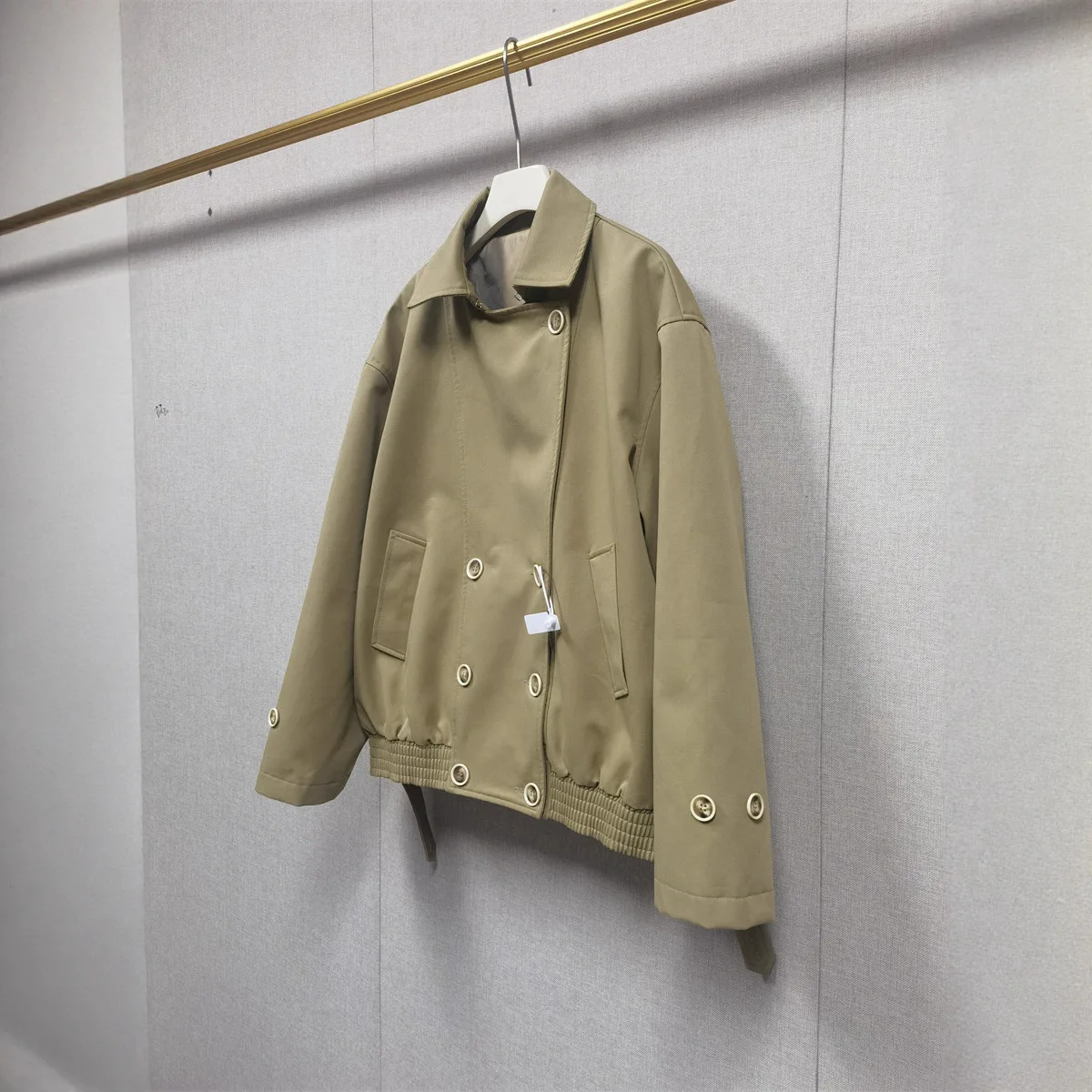 Trendy 2025 Early Autumn Double Breasted Notch Lapel Loose Jacket Short Trench Coat