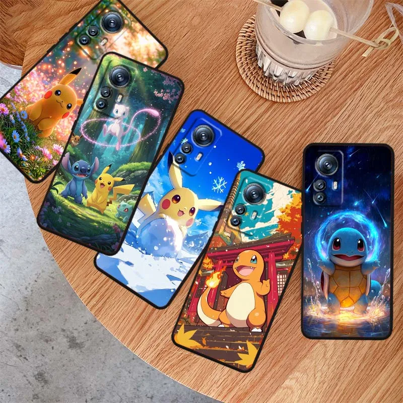 

P-Pokemons Anime Art For Xiaomi Mi 15 14 13 13T 12 12T 12S 11 11i 11T Pro Ultra Lite 5G Black Soft Cover Phone Case