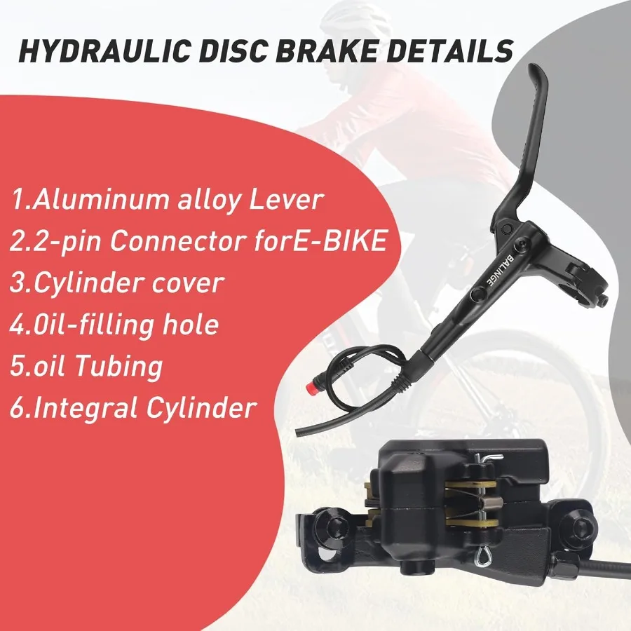E830Pro 2Pin Poweroff موصل 2 بيستونز EBike الكهربائية PowerOff الهيدروليكية الجبهة الخلفية مجموعة الفرامل مع 160 مللي متر 6 البراغي القرص الدوار H #6