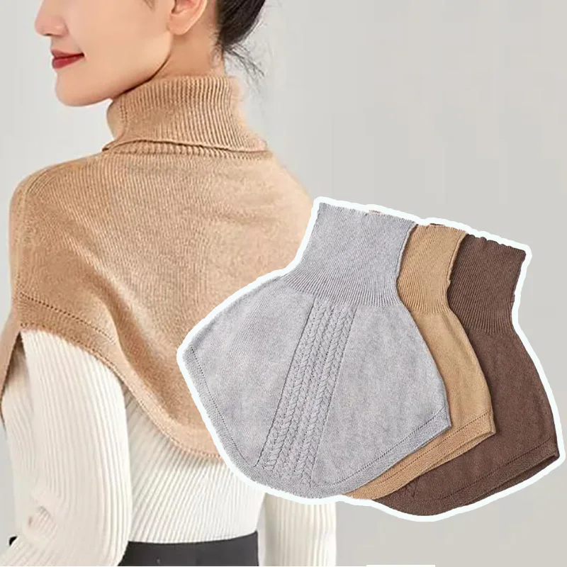 ผ้าพันคอไหมพรมถักสำหรับฤดูหนาว ผ้าคลุมคอแบบคอเต่าสำหรับผู้หญิง ผ้าพันคอแคชเมียร์เนื้อนุ่ม ผ้าพันคอแบบสั้น ผ้าพันคอปลอมแบบคอปก ผ้าพันคอแฟชั่นสำหรับสาวๆ