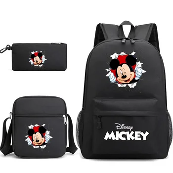 3 szt. Disney Mickey Minnie Mouse plecaki studenci tornistry piórnik torby na ramię plecak chłopcy dziewczęta zestawy toreb szkolnych