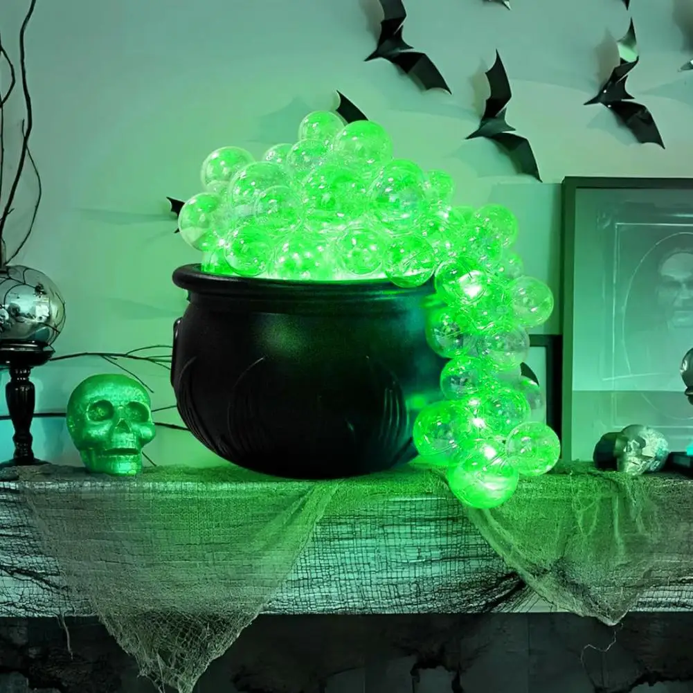 Halloween Yard Decoration Set Witches Cauldron with String Lights for Halloween Outdoor Decor Black Plastic Candy for Cauldron