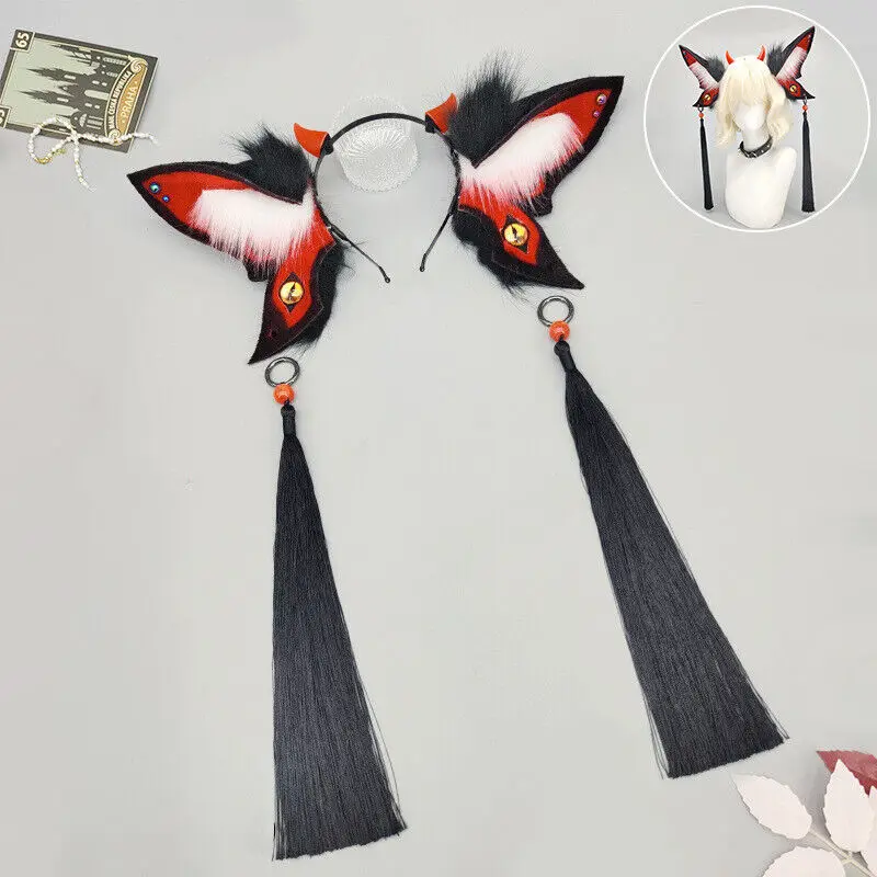

1PC Faux Fur Butterfly Animal Headwear Blue Elf Demon Ear Headband Halloween Cosplay Props Colorful Headpiece for Party Accessor