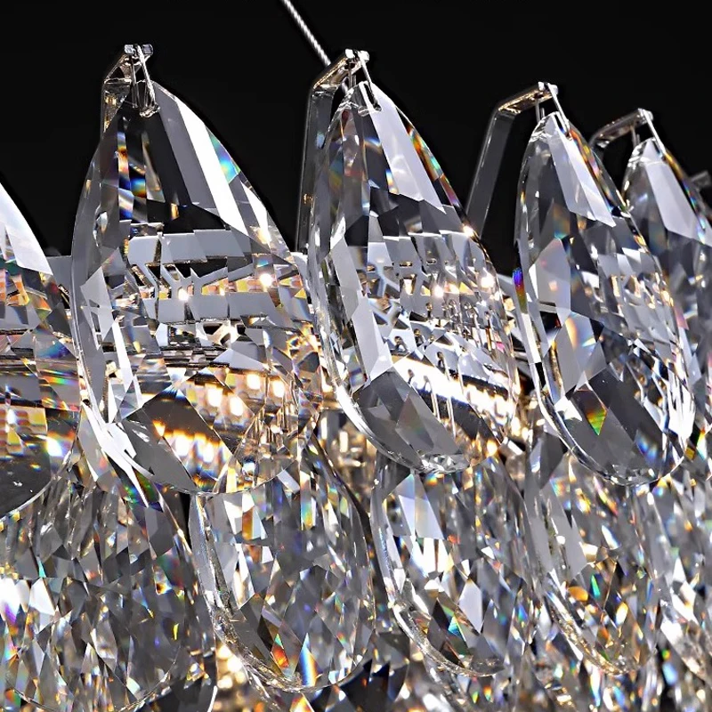 Lámparas colgantes de cristal para gran sala de estar, candelabros creativos de lujo para dormitorio, lámparas colgantes modernas para restaurante