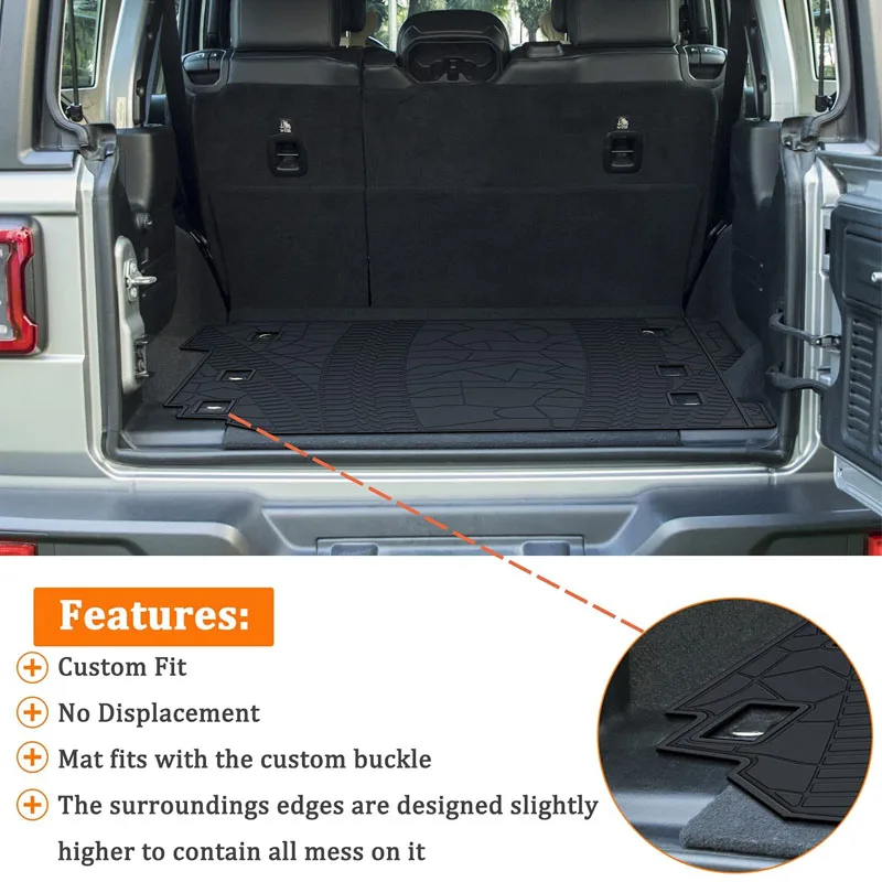 Trunk Cargo Liner Mat Tray Fit for Jeep Wrangler JL JLU Sport Sahara Freedom Rubicon Unlimited 2018 - 2024 Subwoofer