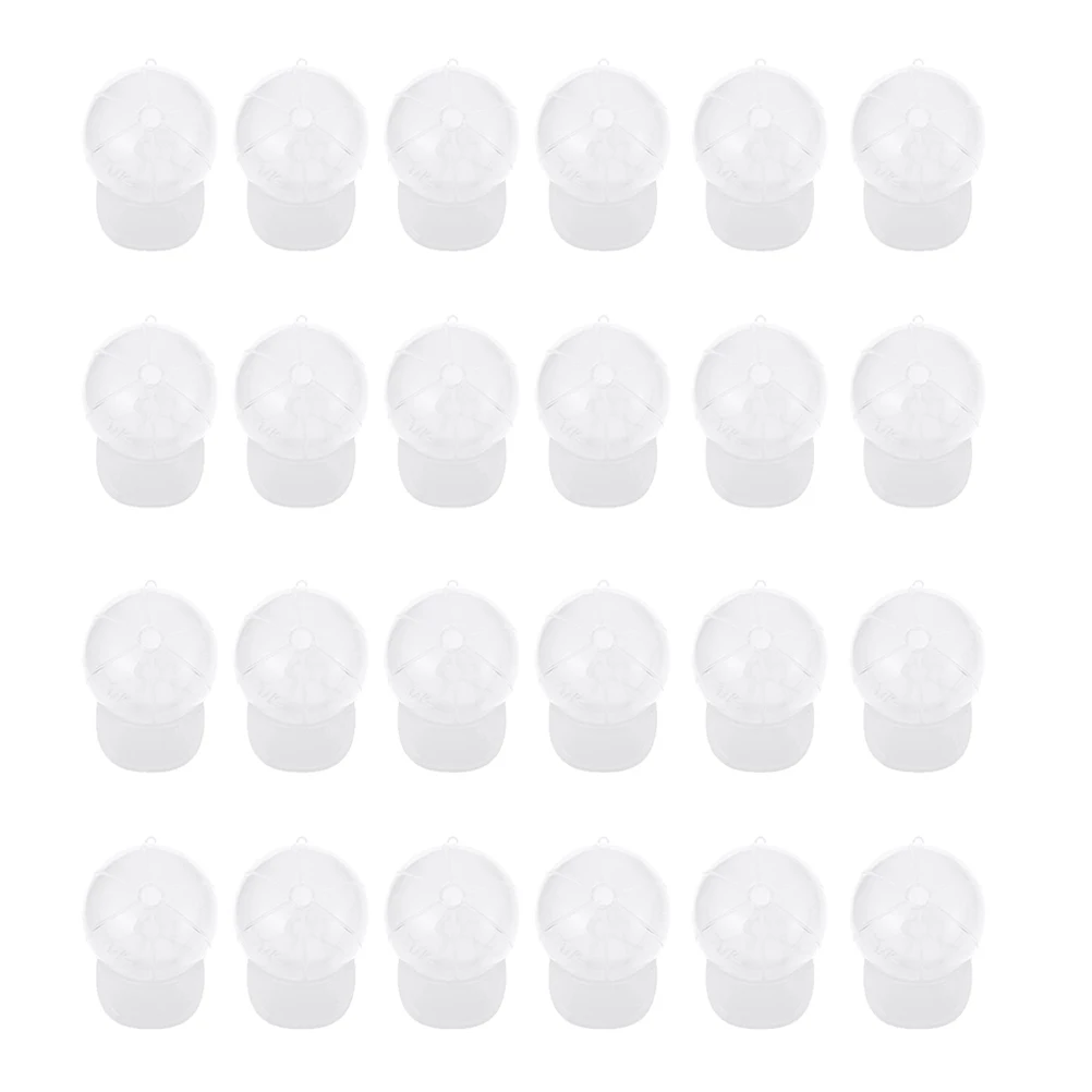 

24Pcs White Cap Shaped Candy Cases Plastic Gift Packaging Wedding Party Supplies Small Storage Containers Organizers