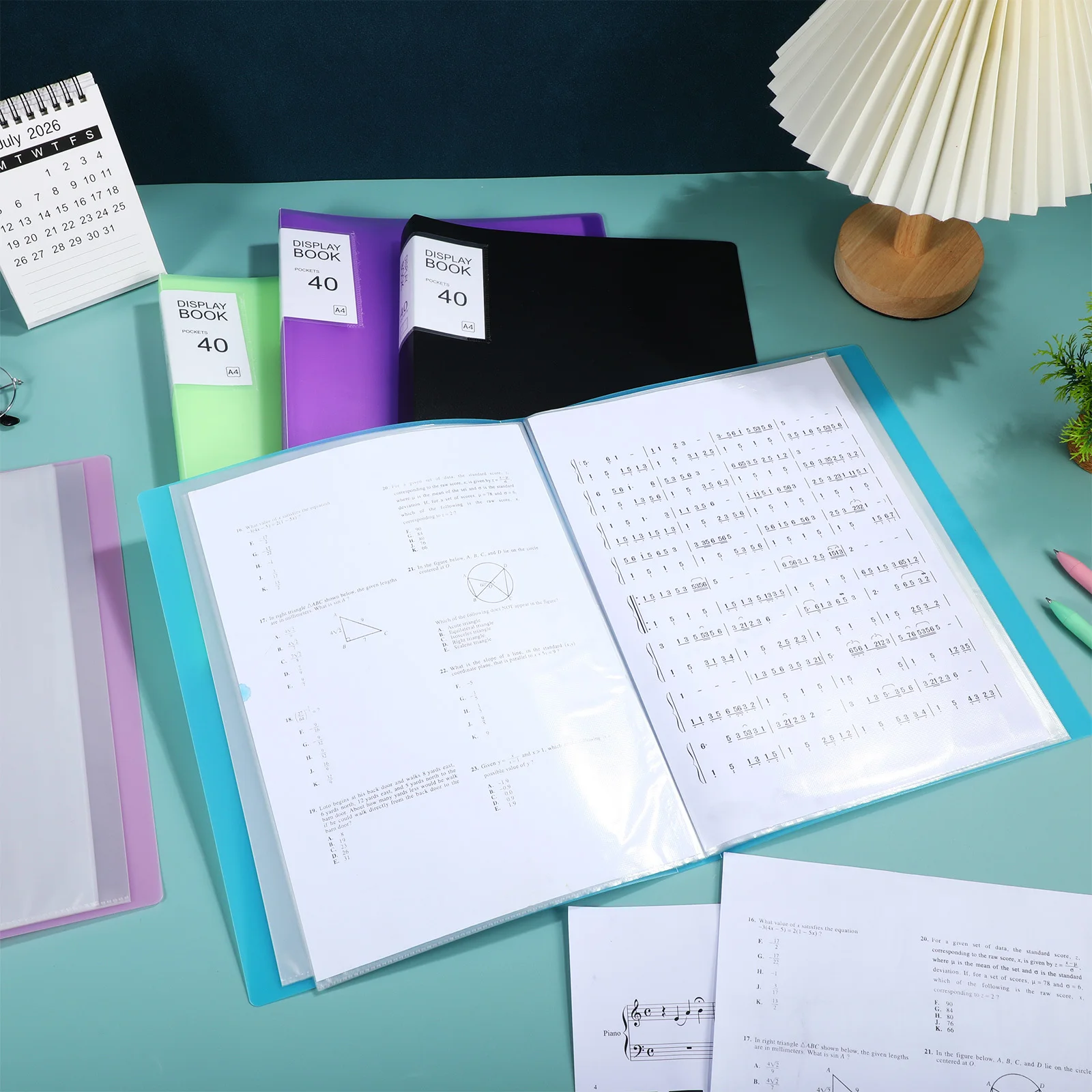 

5Pcs Display Folder A4 Size 40 Pocket Binder with Plastic Sleeves for Papers Reports Certificates Portable File Organizer