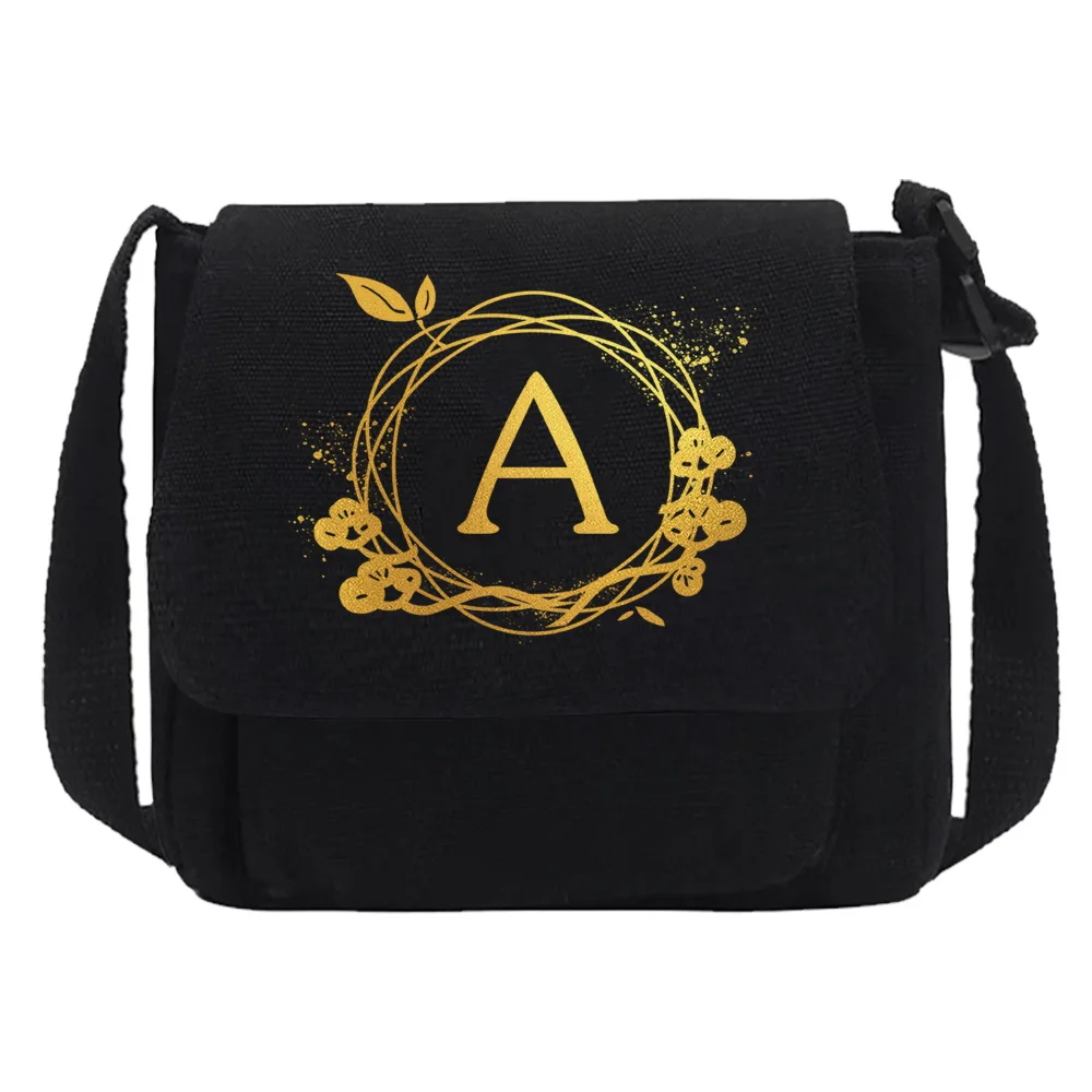 2024 Canvas Shoulder Crossbody Bag Women Casual All-match Messenger Bags Wreath Letter Print Organizer Fashion New Youth Handbag