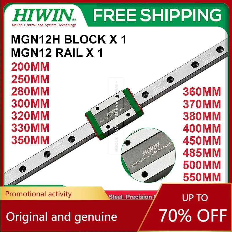 Stainless Steel HIWIN MGN12 Linear Rail 280 300 320 330 350 370 380 400 450 500 550mm MGN12 Linear Guide + MGN12H Slider Block