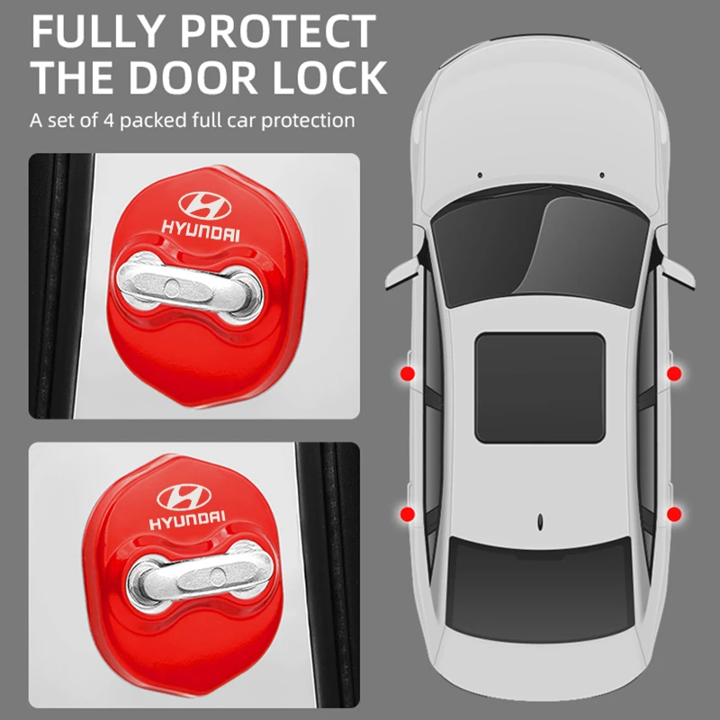 تصفيف السيارة ألياف الكربون السيارات قفل الباب غطاء القضية لشركة هيونداي توكسون IX35 I30 إلنترا أزيرا فيراكرو شعار #5