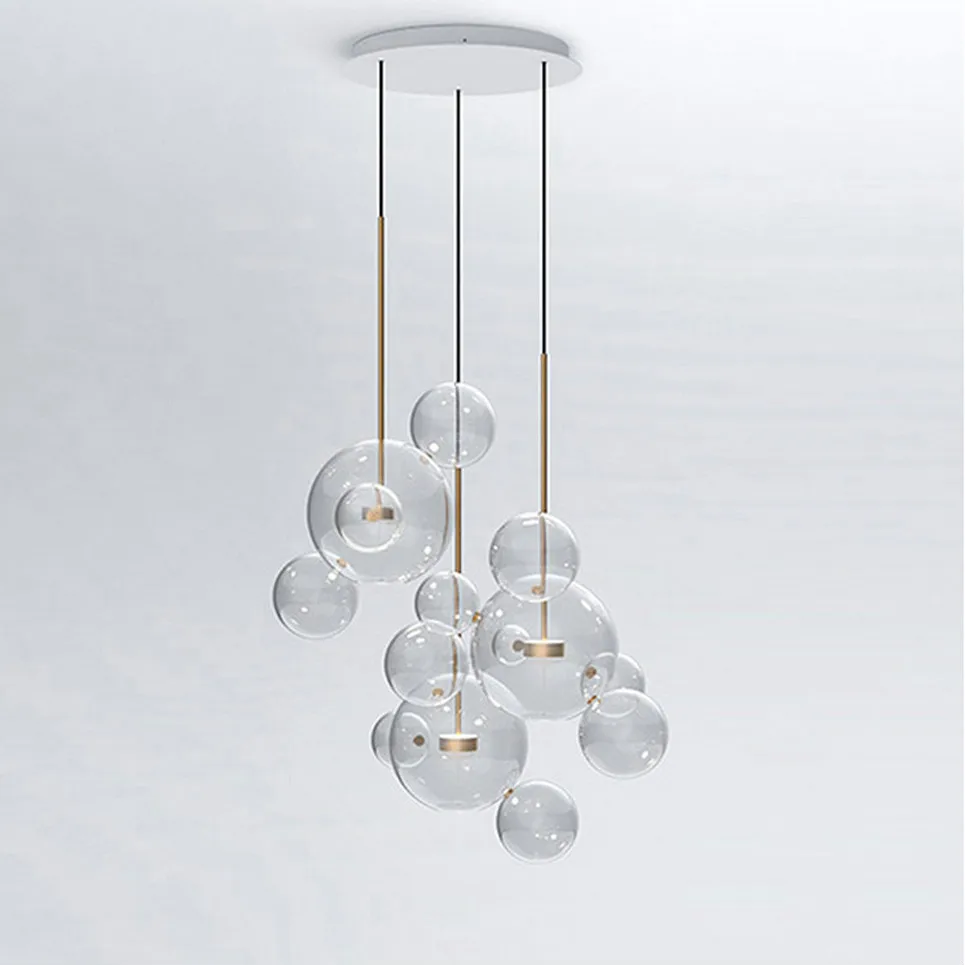 

LED Postmodern Nordic Iron Glass Bubbles Designer Chandelier.Chandelier Lighting Light Lamp For Dinning Room Foyer