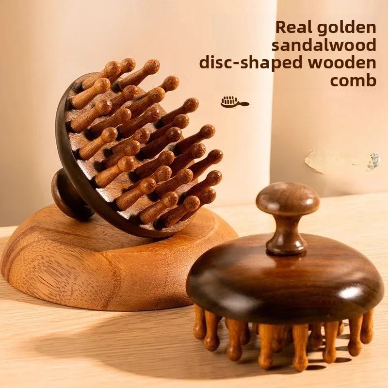 

Круглая массажная расческа премиум-класса из сандалового дерева, щетка для стимуляции кожи головы и меридиана, уход за волосами, незаменимая для восстановления фолікула