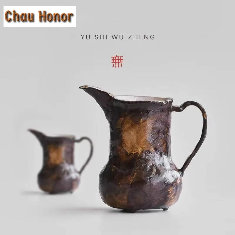 

125ml Hand-made Coarse Pottery Fair Cup Creative Handle Pot Powder Yin Male Cup Ceramic Coffee Equalizing Cup and Wine Divider