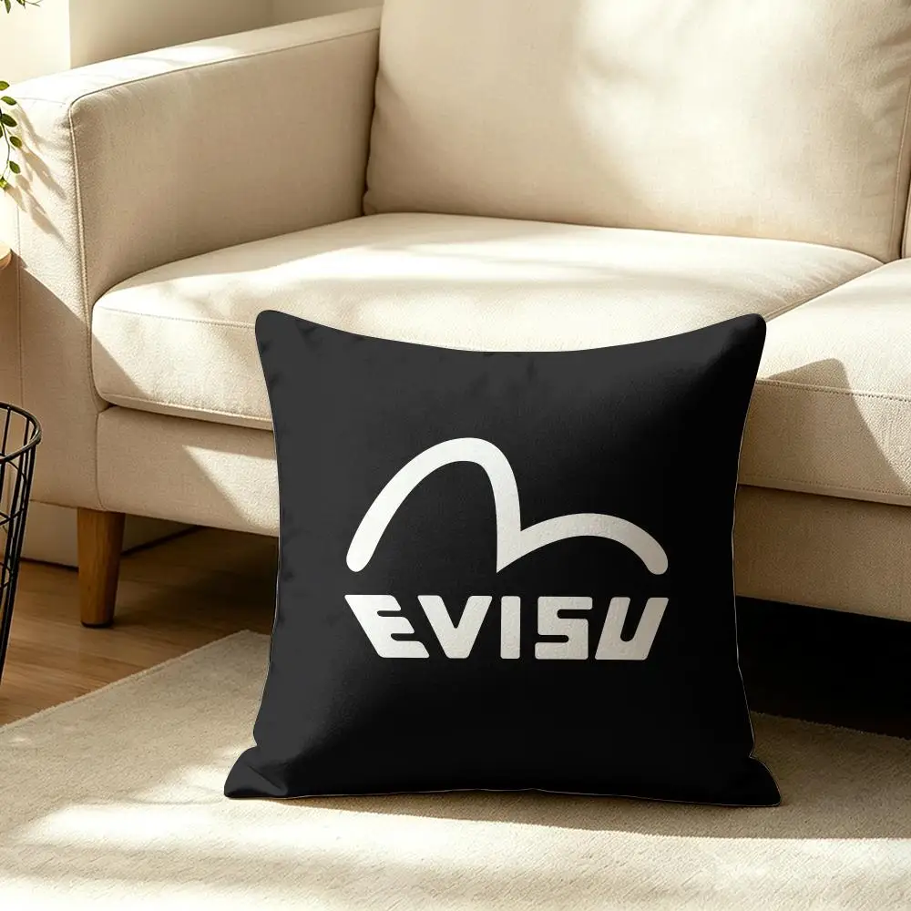 Fashion Logo E-EVISUs Cushion Cover Wrinkle-Resistant Short Plush Pillow Case Breathable Machine-Washable
