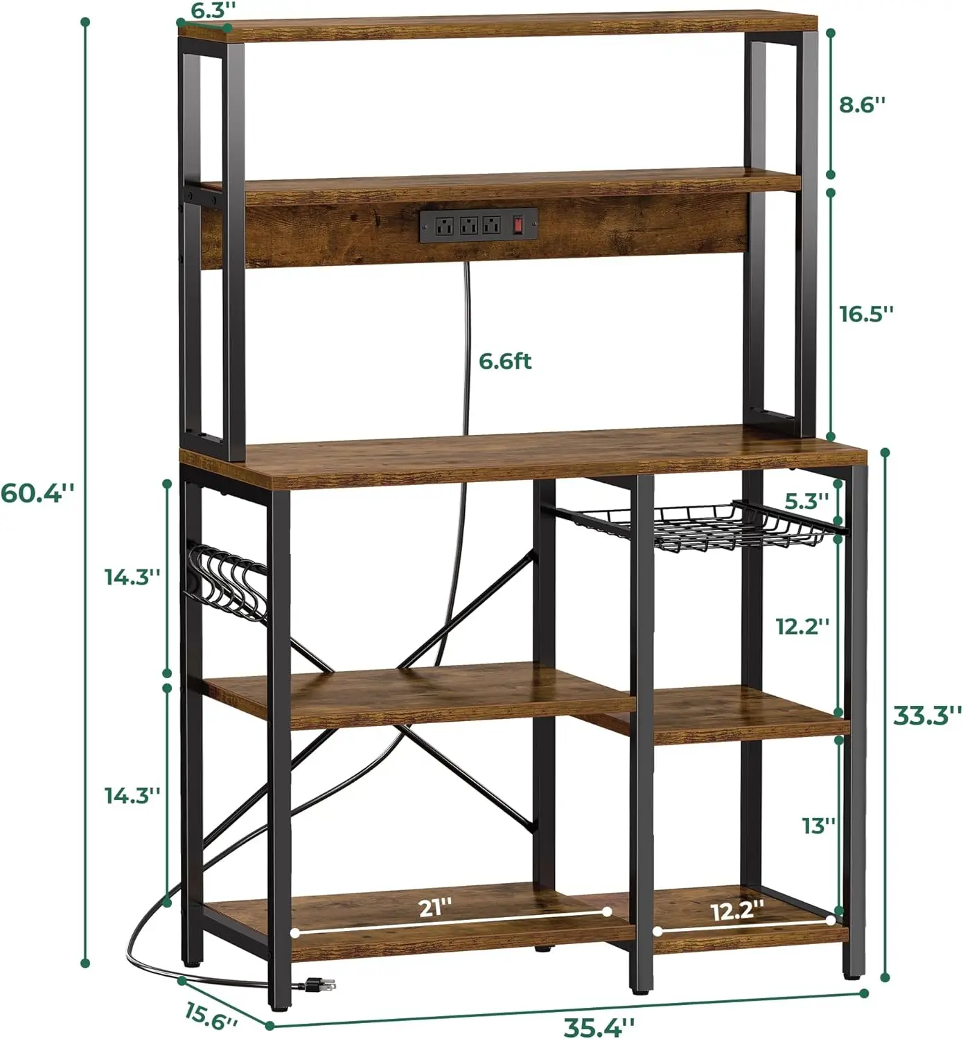 Imagem -06 - Prateleira de Cozinha Multifuncional com S-hooks e Wire Basket Baking Rack Appliance Spice Table Open Storage Racks