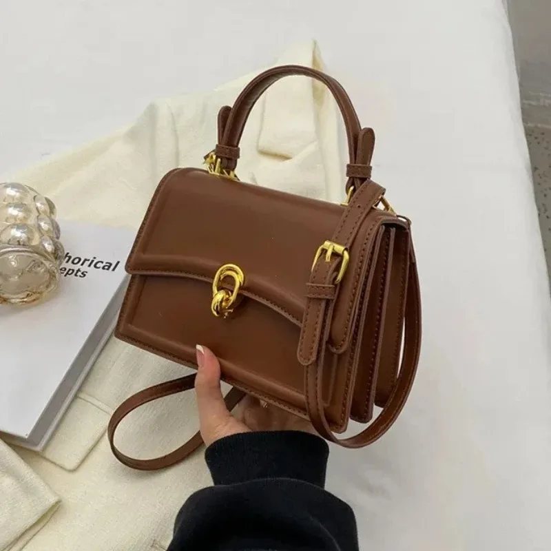 Women Shoulder Bag Brown/Coffee PU Leather Winter Bag Luxury Designer Lady Handbags and Purses Simple Style Tote Bags Crossbody