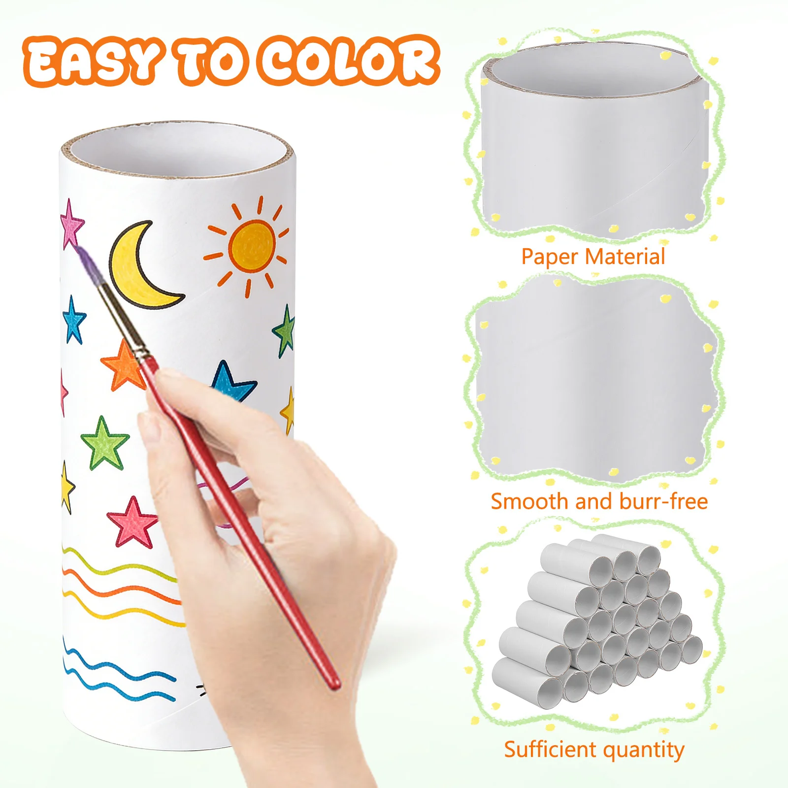 25 pçs tubos de papelão redondos diy artesanato rolos de papel para educação das crianças pai criança interação equipe jogos de construção assustador