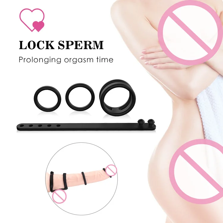 

Combination Penis Ring Cock Scrotum Lock Semen Restraint Ring Delayed Ejaculation Erection Enhancement Men Dick Ring Adjustable