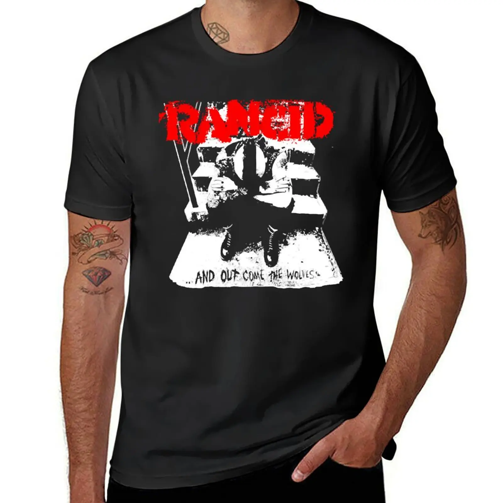 Официальная футболка Rancid And Out Come The Wolves, роскошные дизайнерские топы больших размеров, компрессионная рубашка для мужчин